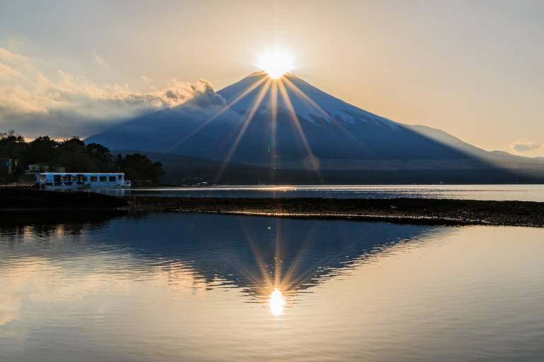 Diamond Fuji reflected in Lake Yamanaka