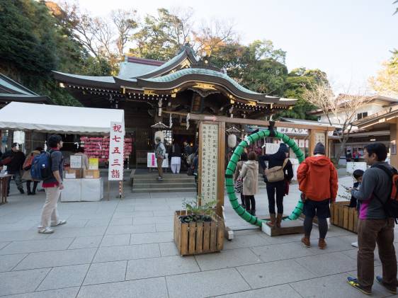People at Enoshima Shrine in Enoshima, Fujisawa, Kanagawa Prefecture, Japan. The shrine is dedicated to the worship of the Benten.