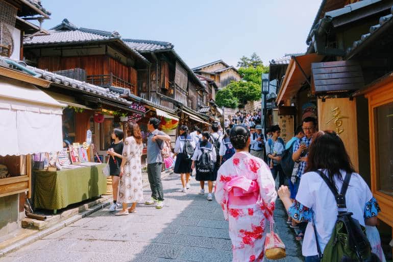 traditional Kyoto street with small shops
