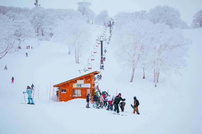 skiers at nozawa onsen