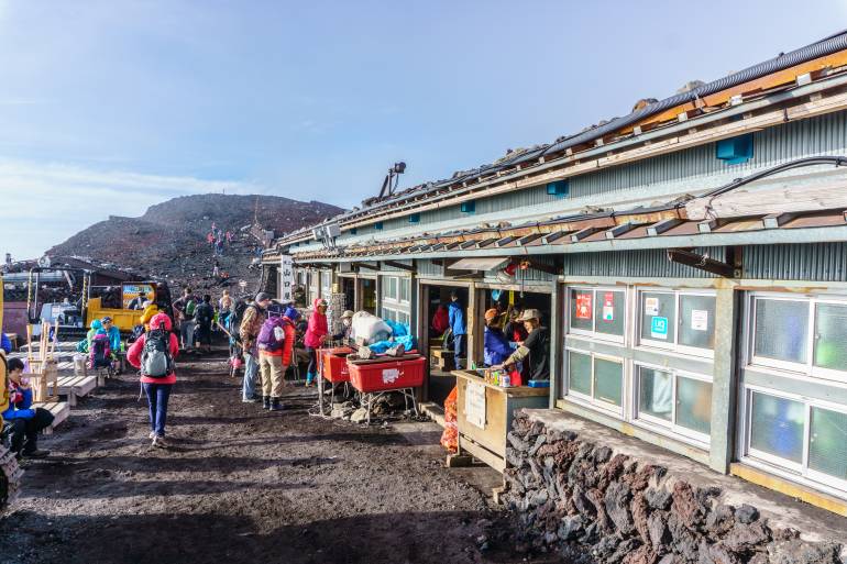 There is a mountain hut with some shops at the summit