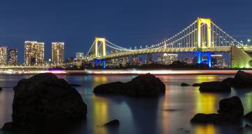 tokyo rainbow bridge at night